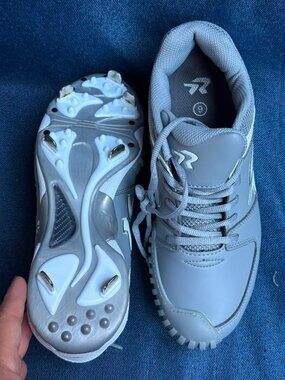 Ringor Flite Women Softball Metal Cleats Shoes Pitching Toe Grey Size 9 Fits 8.5